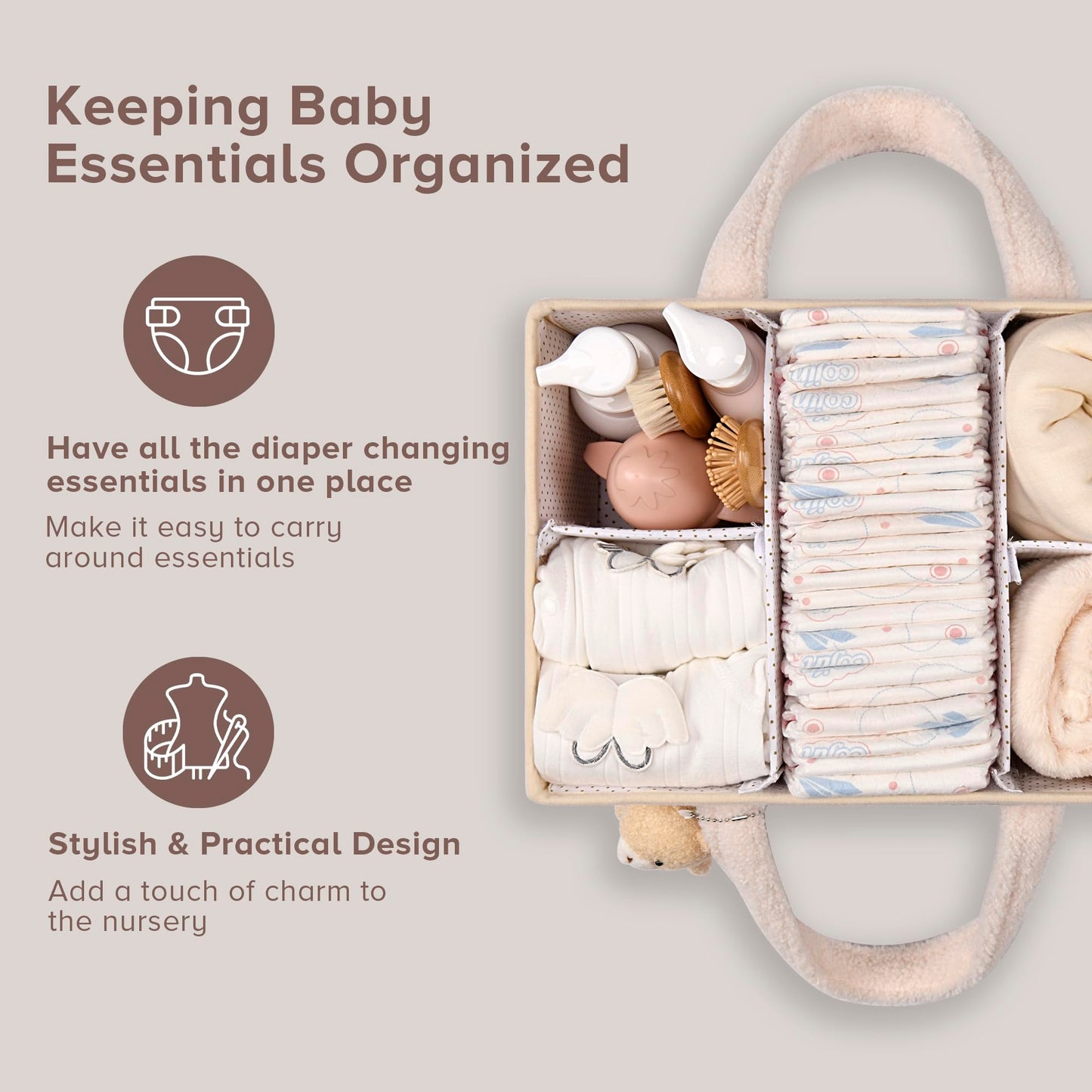 BEARIFY™ Baby Luiertas – Zachte Sherpa Organizer met Teddy 🧸