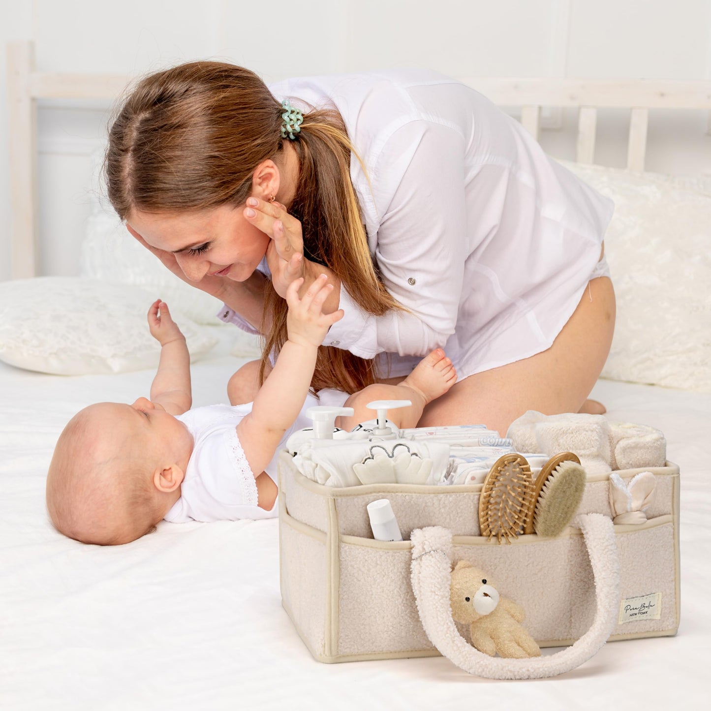 BEARIFY™ Baby Luiertas – Zachte Sherpa Organizer met Teddy 🧸